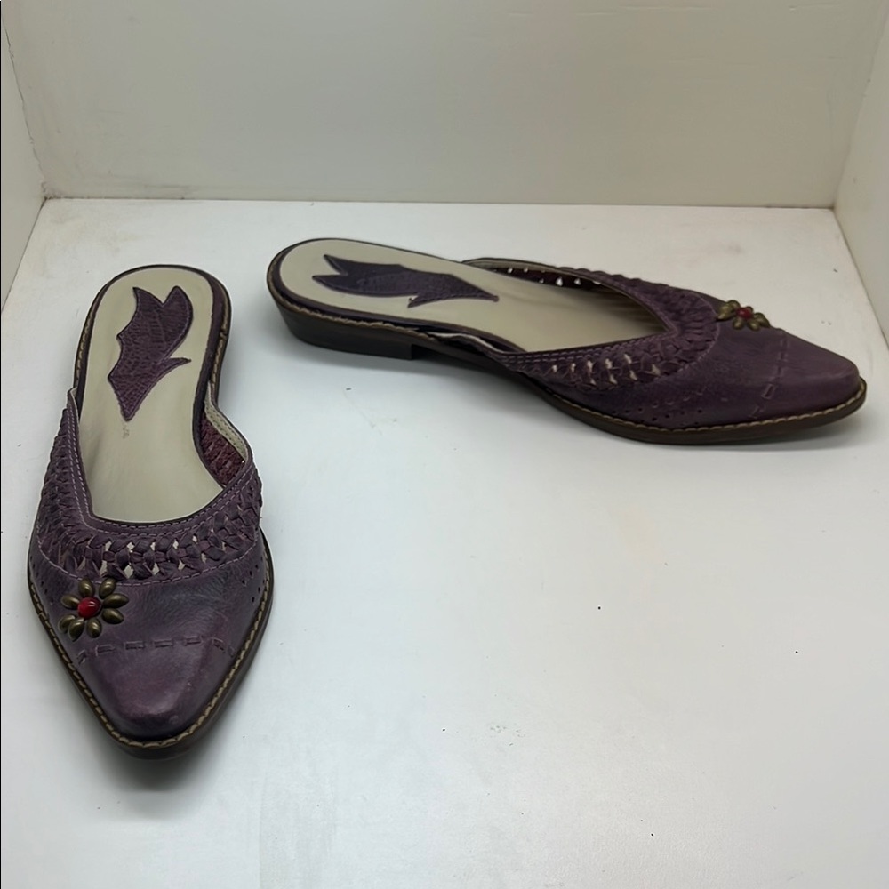 Luna Rosa Pazzo Leather Purple Women's Mules Slides Shoes 6.5